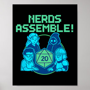 Affiche Nerds Emblème Jeu de société Dés Design de joueur
