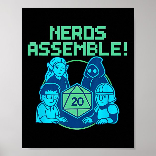 Affiche Nerds Emblème Jeu de société Dés Design de joueur  (Devant)