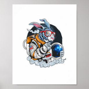 Affiche Nerdy Bunny Astronaut dans l'espace, explorateur s