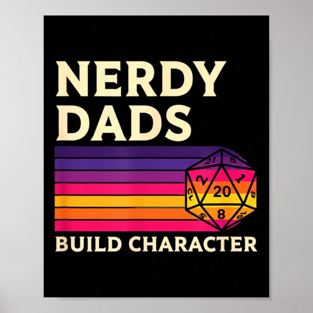Affiche Nerdy Dads Build Character, Retro Tabletop Rpg Fat (Devant)