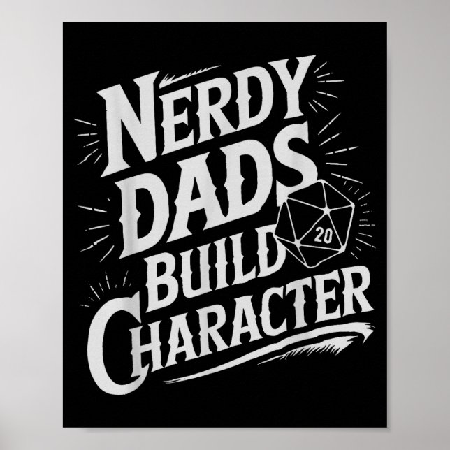 Affiche Nerdy Dads Build Character Rpg Dice Father Humor  (Devant)