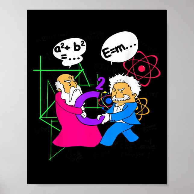 Affiche Nerdy Funny Pythagoras Lutter Sur C Mat Carré (Devant)