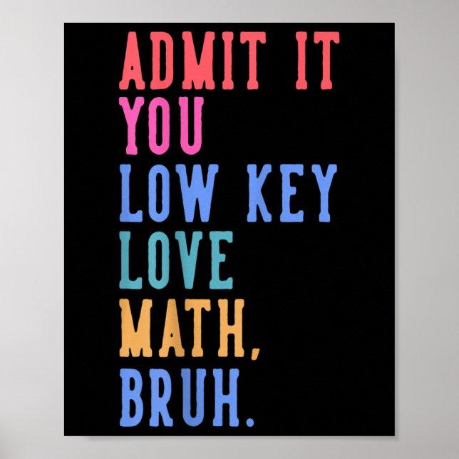 Affiche Nerdy Math Admettez-Vous Low Key Love Math Bruh Te (Devant)