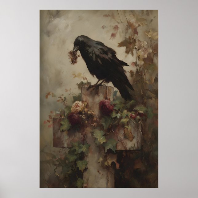 Affiche Nestkeeper of the Ivy Cross Gothic Raven Art Print (Devant)