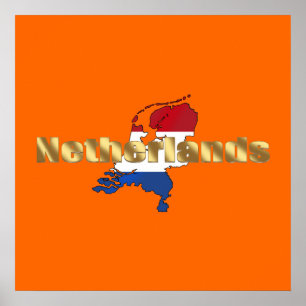 Affiche Netherlands (Holland) Dutch flag log gear