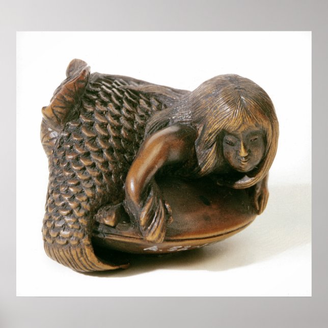 Affiche Netsuke taillé en forme de sirène (Devant)