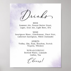 Affiche Nettoyage aquarelle Panneau Menu Boisson Mariage