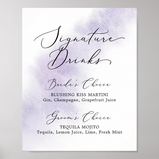 Affiche Nettoyage aquarelle | Signature violette Signet bo (Devant)