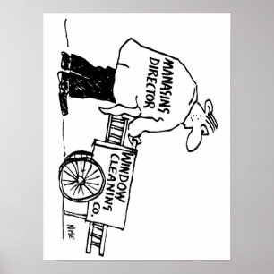 Affiche Nettoyeur de fenêtres avec panier de nettoyage de