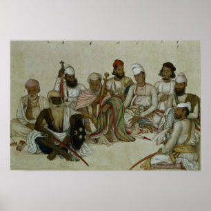 Affiche Neuf courtisans et serviteurs du Raja