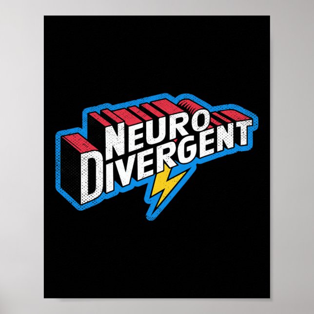 Affiche Neurodivergent Adhd Autisme Héros Asd Célébrer Neu (Devant)