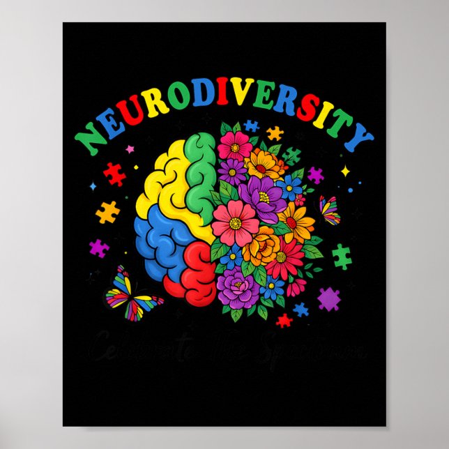 Affiche Neurodiversité Cerveau Autisme Sensibilisation TSA (Devant)