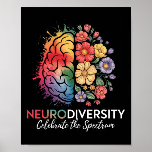 Affiche Neurodiversité Cerveau Floral Célébrer Le Spectre