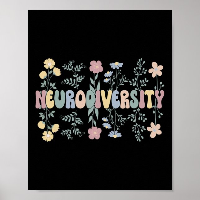 Affiche Neurodiversité Fleurs Autisme Neurodivergent 1 (Devant)