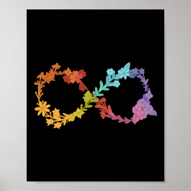Affiche Neurodiversité florale Infinité Symbole Autisme Aw (Devant)