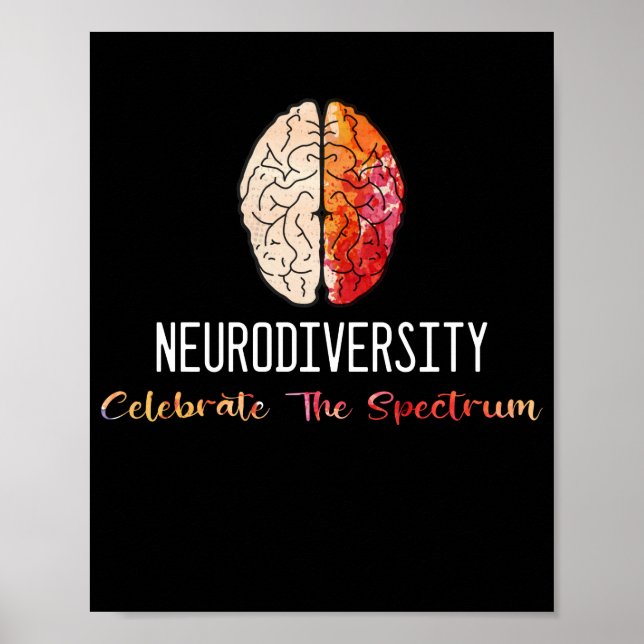 Affiche Neurodiversité Spectre d'autisme DMPS TDAH arc-en- (Devant)