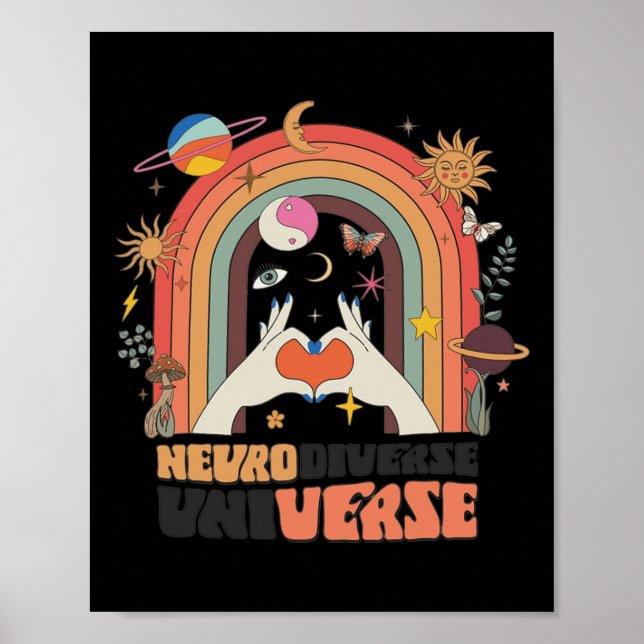 Affiche Neurodiversité Univers Celestial Retro Autisme Awa (Devant)