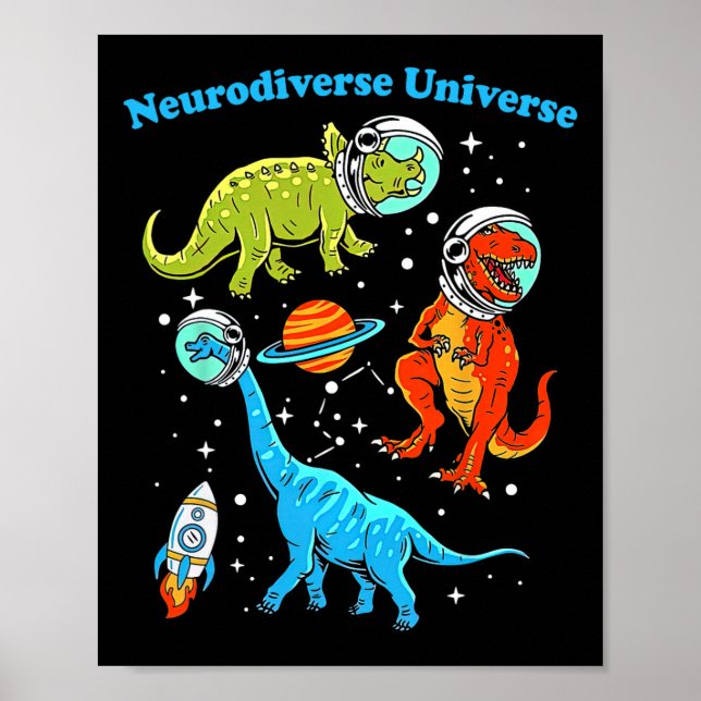 Affiche Neurodiversité Universe Dinosaures Espace Et Cad A (Devant)