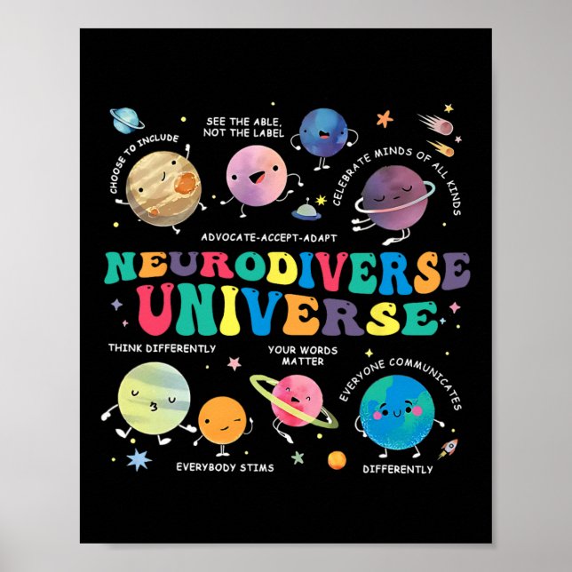 Affiche Neurodiversité Universe Planète spatiale Autiste A (Devant)