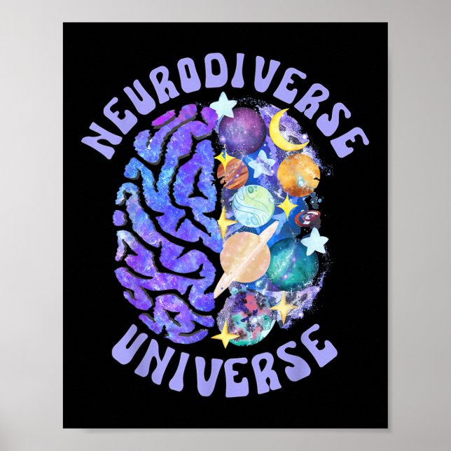Affiche Neurodiversité Universelle Neurodiversité Cerveau  (Devant)
