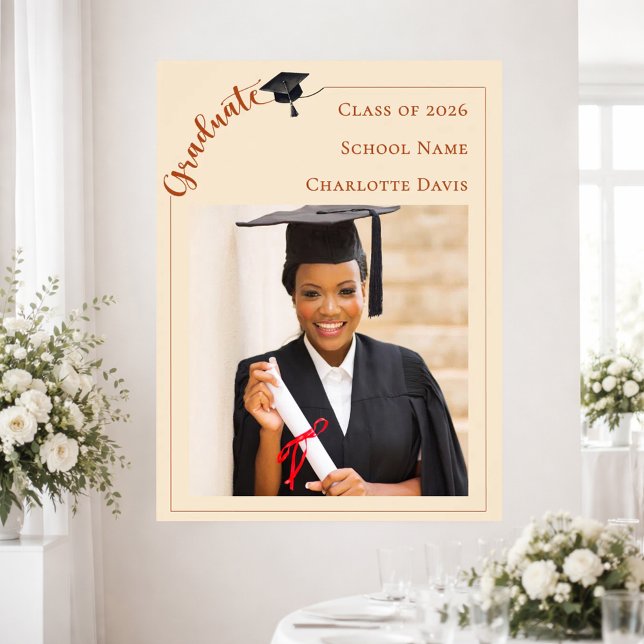 Affiche Neutral champagne photo modern Graduate welcome (Créateur téléchargé)