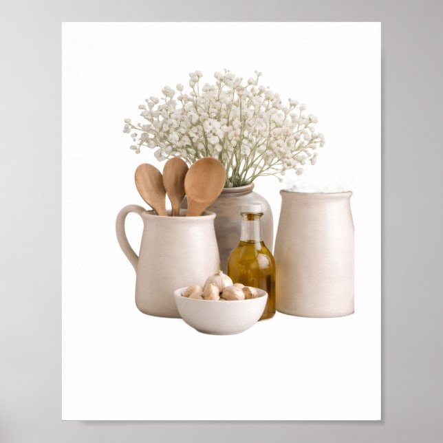 Affiche  Neutral Farmhouse Kitchen Still Life Frame Ready  (Devant)