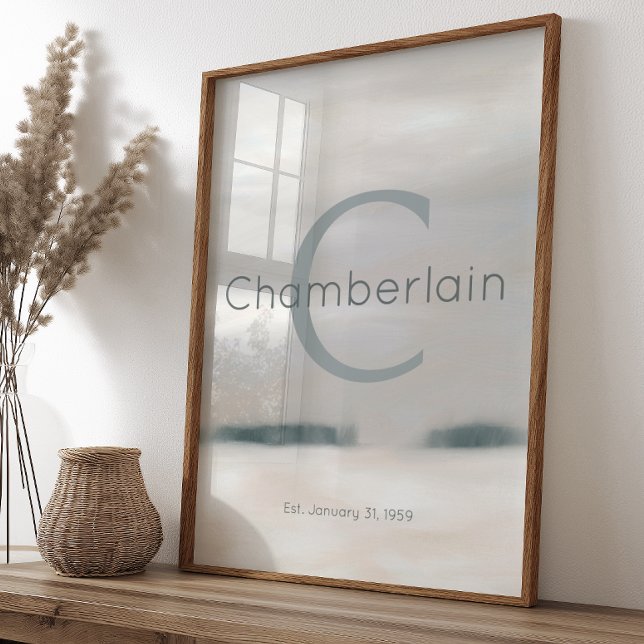 Affiche Neutral Winter Watercolor Custom Last Name Print (Créateur téléchargé)