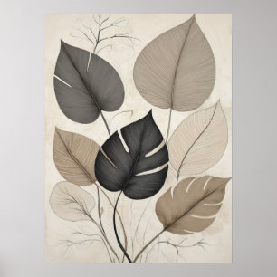 Affiche Neutre Feuille minimale Art Botanique Moderne