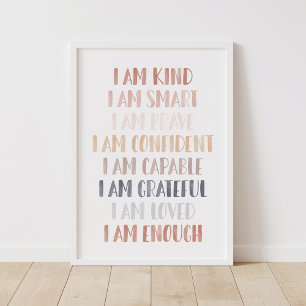 Affiche Neutre Je suis Affirmations pour les enfants