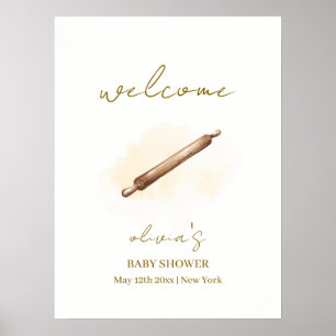 Affiche Neutre minimaliste pâtisserie Chef Baby shower Acc