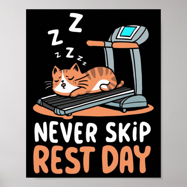 Affiche Never Skip Rest Day Funny Bodybuilding Cat Workout (Devant)