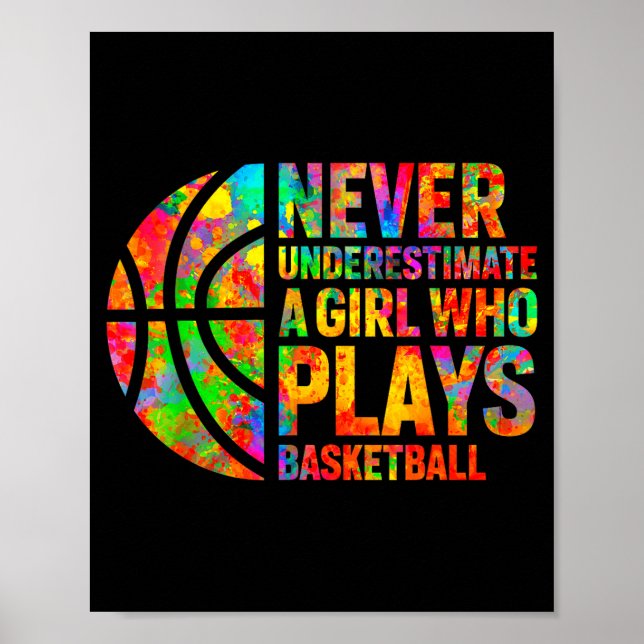 Affiche Never Underestimate A Girl Who Plays Basketball Wo (Devant)