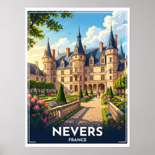 Affiche Nevers France Château Voyage Antique