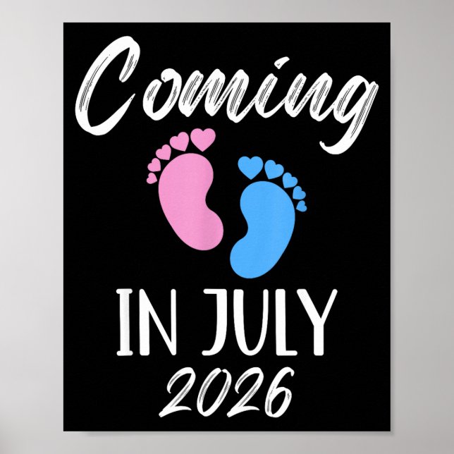 Affiche New Baby Coming In July 2026 Funny Baby Shower Boy (Devant)