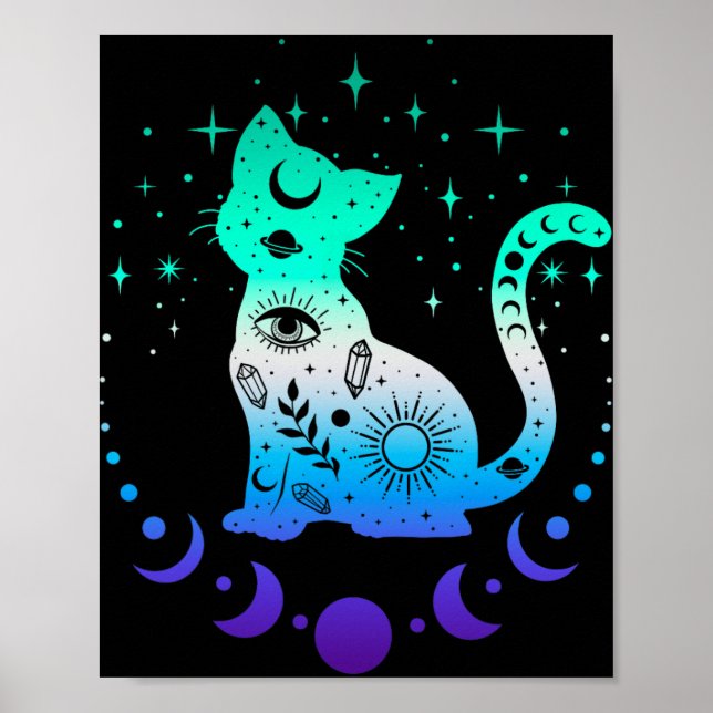 Affiche New Blue Gay Male Mlm Pride Flag, Astrology Cat  (Devant)