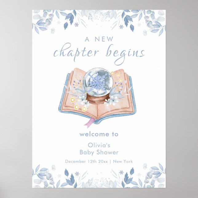 Affiche New Chapter Floral Snowball Baby Shower Welcome (Devant)