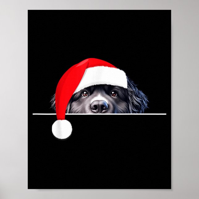 Affiche New Foundland Dog Lover Funny Santa Hat Christmas  (Devant)