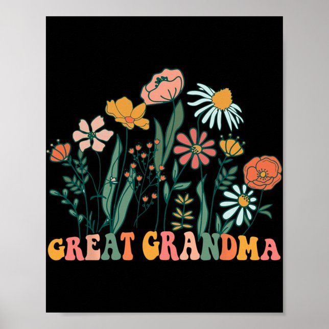 Affiche New Great Grandma Wildflower First Birthday &amp;  (Devant)