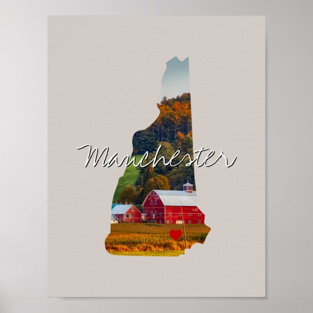 Affiche New Hampshire State Photo insert and town name (Devant)