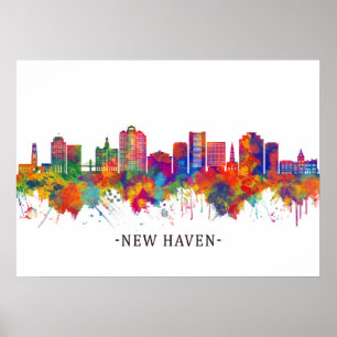 Affiche New Haven Connecticut Skyline