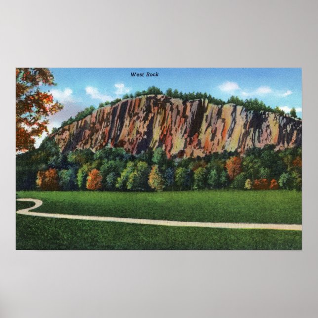 Affiche New Haven, CTView de West Rock (Devant)