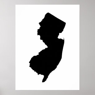 Affiche New Jersey en noir et blanc