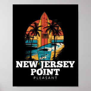 Affiche New Jersey Point Pleasant Planche de Surf Surf Rét