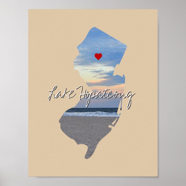 Affiche New Jersey State Photo insert and town name (Devant)