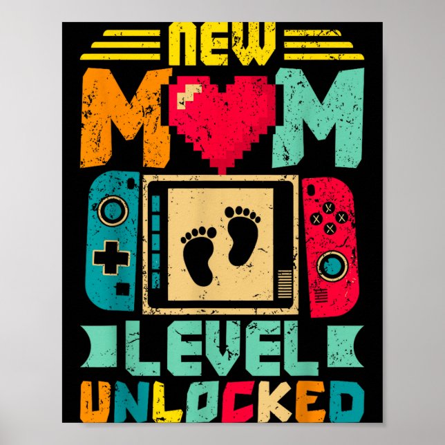 Affiche New Mom Level Unlocked Gamer Valentine's  (Devant)
