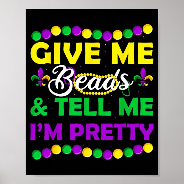 Affiche New Orleans Beads Mardi Gras Party Apparel Funny W (Devant)