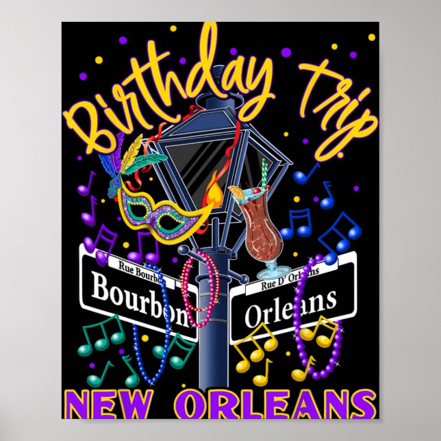 Affiche New Orleans Birthday Trip French Quarter Girls Tri (Devant)