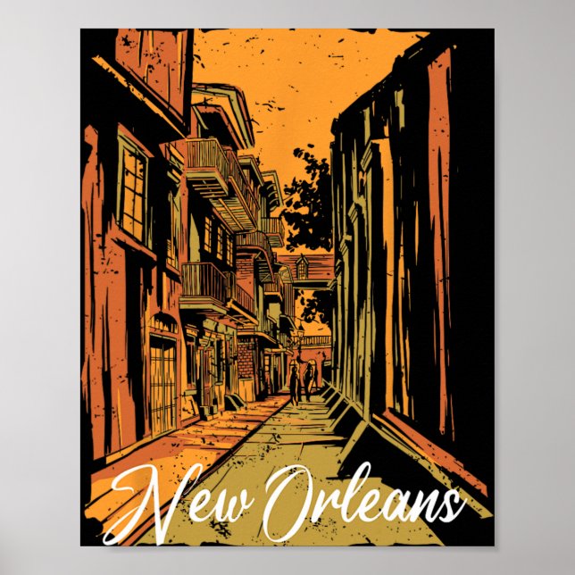 Affiche New Orleans Bourbon Street Souvenir French Quarter (Devant)