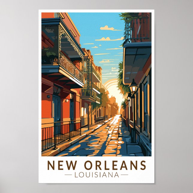 Affiche New Orleans Louisiana French Quarter Travel Art (Devant)