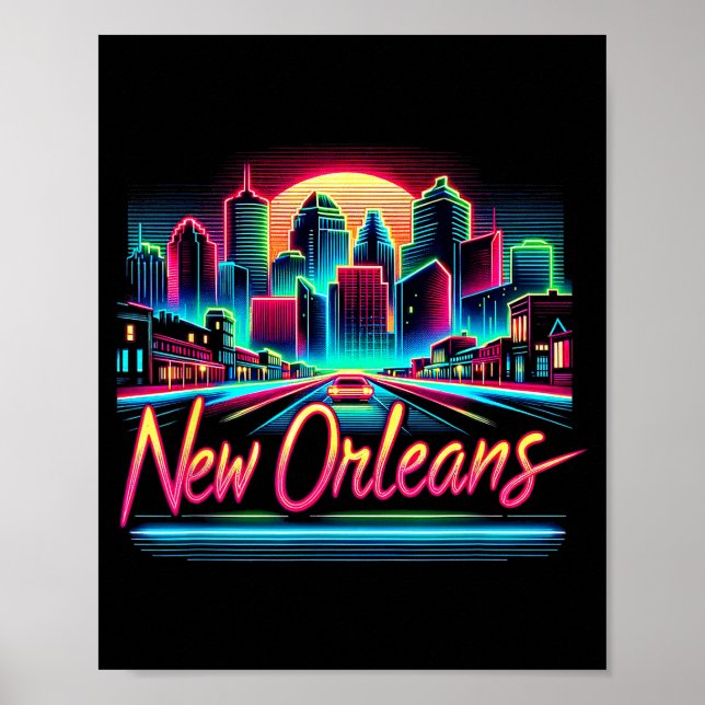Affiche New Orleans Louisiana Shirt La 80s 90s Retro City  (Devant)